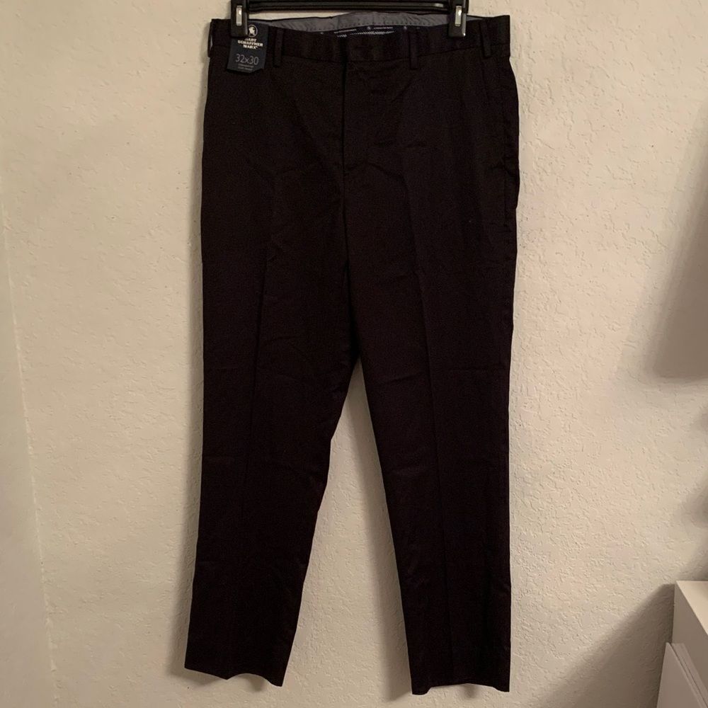 NWT Hart Schaffner Marx Men's Black Cotton Slacks Pants Size 32/30